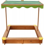 Spatiu de joaca cu nisip Lily Sandpit  - Lada cu nisip din lemn pentru gradina- cu copertina biton Verde UV 50+
